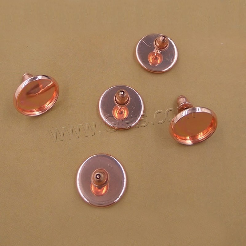 Латунный гвоздик для сережки, Латунь, Плоская круглая форма, плакированный цветом розового золота, различный внутренний диаметр по выбору, не содержит никель, свинец, 8-16mm, 50ПК/сумка, продается сумка