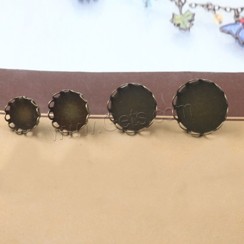 Brass Earring Stud Component, Flat Round, antique bronze color plated, different inner diameter for choice, nickel, lead & cadmium free, 10-16mm, 100PCs/Bag, Sold By Bag