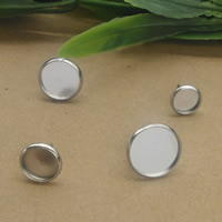 Brass Earring Stud Component, Stainless Steel, Flat Round, platinum color plated 8-14mm 