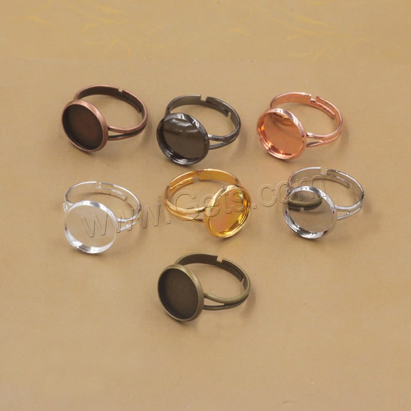 Brass Bezel Ring Base, Flat Round, plated, different inner diameter for choice & adjustable, more colors for choice, nickel, lead & cadmium free, 10-20mm, Inner Diameter:Approx 11.7mm, 40PCs/Bag, Sold By Bag