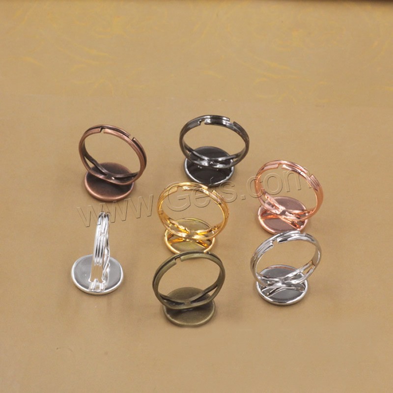 Brass Bezel Ring Base, Flat Round, plated, different inner diameter for choice & adjustable, more colors for choice, nickel, lead & cadmium free, 10-20mm, Inner Diameter:Approx 11.7mm, 40PCs/Bag, Sold By Bag