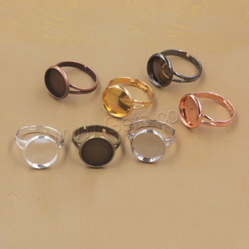Латунная основа-гнездо для кольца, Латунь, Плоская круглая форма, Другое покрытие, различный внутренний диаметр по выбору & регулируемый, Много цветов для выбора, не содержит никель, свинец, 10-20mm, внутренний диаметр:Приблизительно 11.7mm, 40ПК/сумка, продается сумка