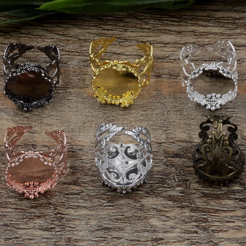 Brass Bezel Ring Base, Flower, plated, different inner diameter for choice, more colors for choice, nickel, lead & cadmium free, 15-20mm, 10PCs/Bag, Sold By Bag