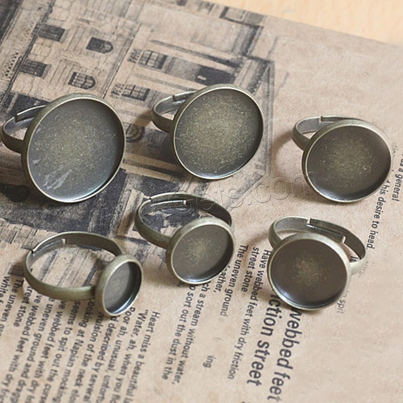 Messing Ringschiene, flache Runde, antike Bronzefarbe plattiert, olika innerdiameter, för val, frei von Nickel, Blei & Kadmium, 10-20mm, 50PCs/Tasche, verkauft von Tasche