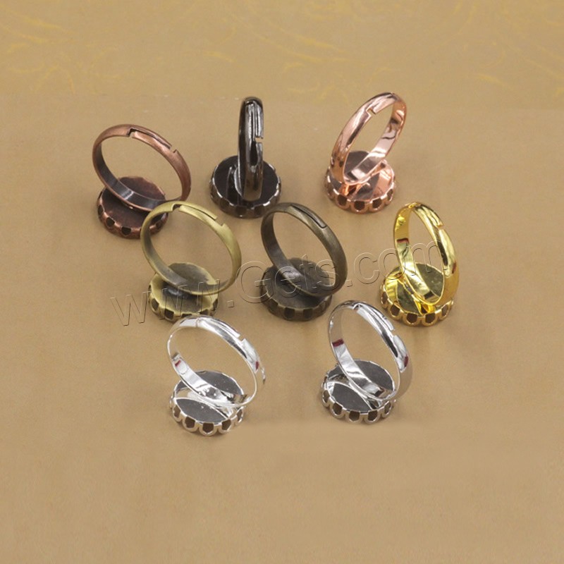 真鍮ベゼル ベースのリング, 銅, 花形, メッキ, 選択のための異なる内径 & 調節の可能性がある, 無色, ニッケル、鉛、カドミウムフリー, 10-20mm, 20パソコン/バッグ, 売り手 バッグ