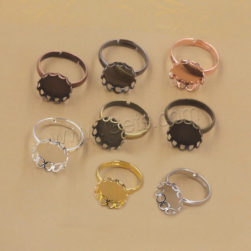 Brass Bezel Ring Base, Flower, plated, different inner diameter for choice & adjustable, more colors for choice, nickel, lead & cadmium free, 10-20mm, 20PCs/Bag, Sold By Bag
