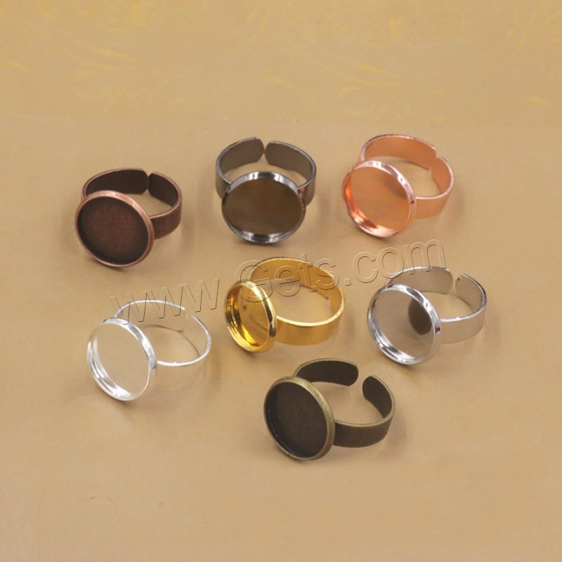Brass Bezel Ring Base, Flat Round, plated, different inner diameter for choice, more colors for choice, nickel, lead & cadmium free, 10-20mm, 20PCs/Bag, Sold By Bag