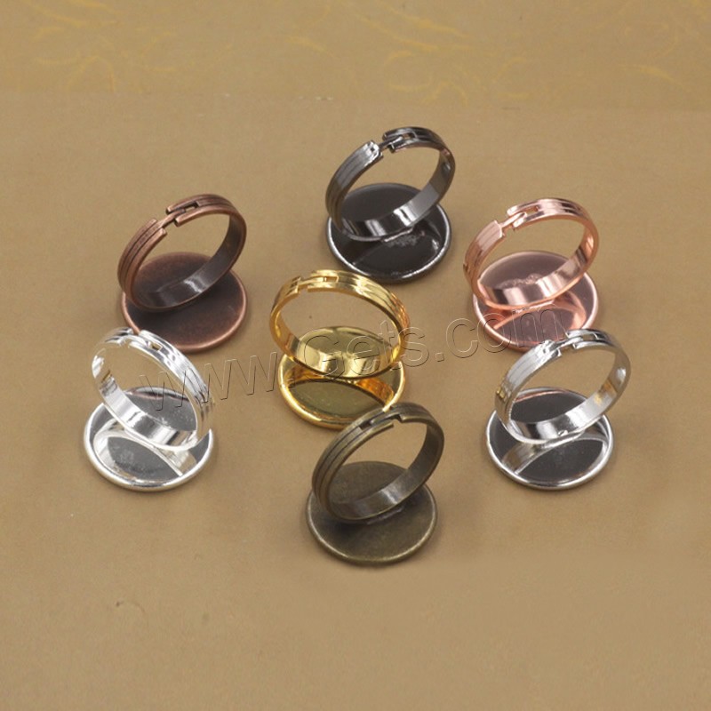 Brass Bezel Ring Base, Flat Round, plated, different inner diameter for choice & adjustable, more colors for choice, nickel, lead & cadmium free, 10-20mm, 20PCs/Bag, Sold By Bag