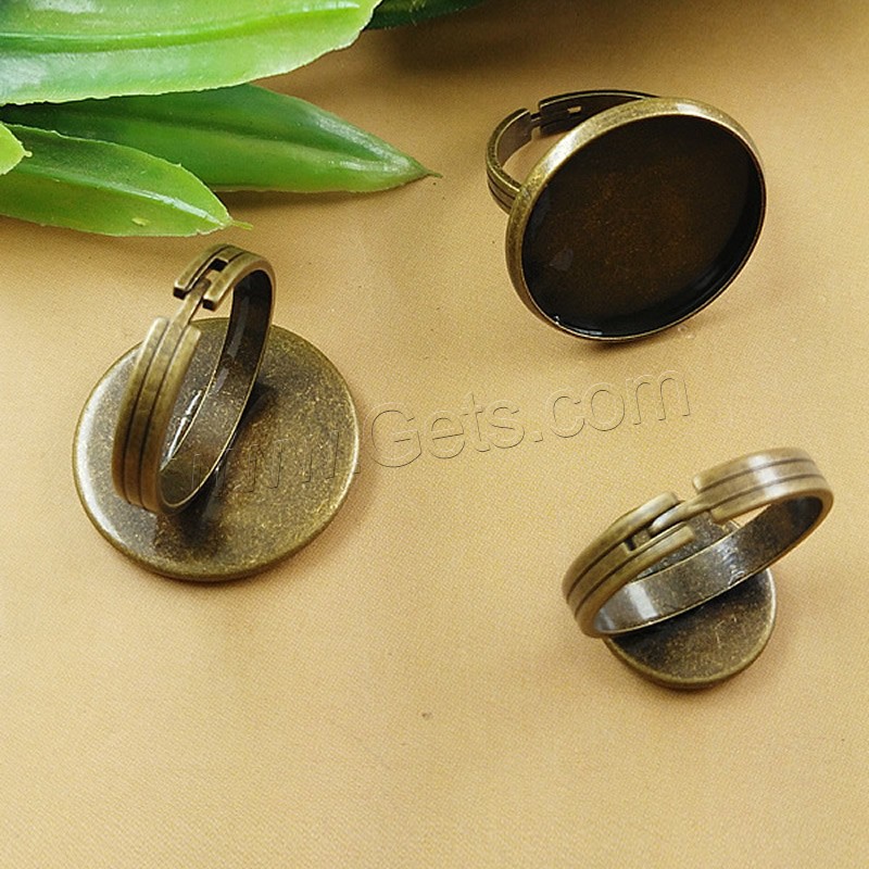 Brass Bezel Ring Base, Flat Round, plated, different inner diameter for choice & adjustable, more colors for choice, nickel, lead & cadmium free, 10-20mm, 20PCs/Bag, Sold By Bag
