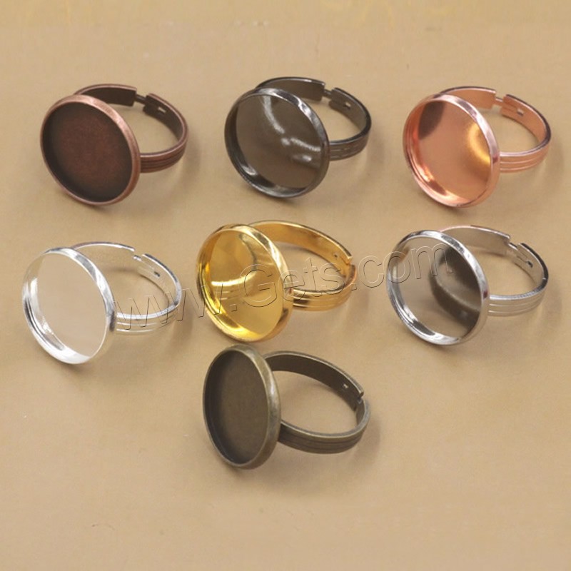 Латунная основа-гнездо для кольца, Латунь, Плоская круглая форма, Другое покрытие, различный внутренний диаметр по выбору & регулируемый, Много цветов для выбора, не содержит никель, свинец, 10-20mm, 20ПК/сумка, продается сумка