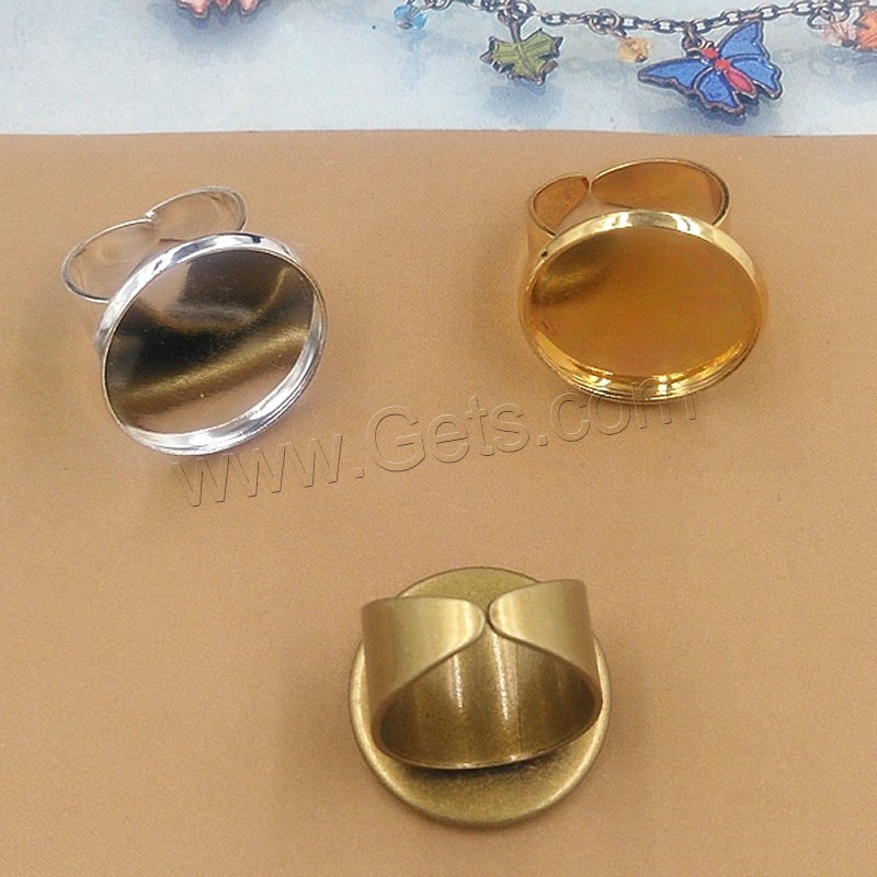 真鍮ベゼル ベースのリング, 銅, 楕円, メッキ, 選択のための異なる内径, 無色, ニッケル、鉛、カドミウムフリー, 16-25mm, 10パソコン/バッグ, 売り手 バッグ