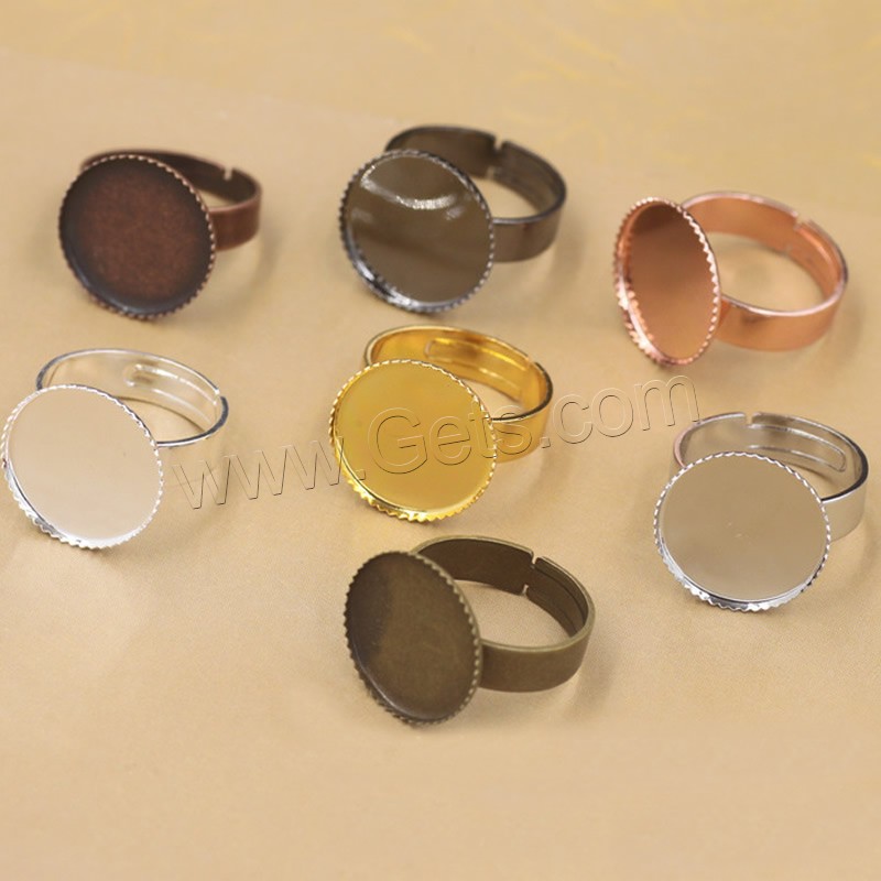 Brass Bezel Ring Base, Flat Round, plated, different inner diameter for choice & adjustable, more colors for choice, nickel, lead & cadmium free, 12-30mm, 20PCs/Bag, Sold By Bag