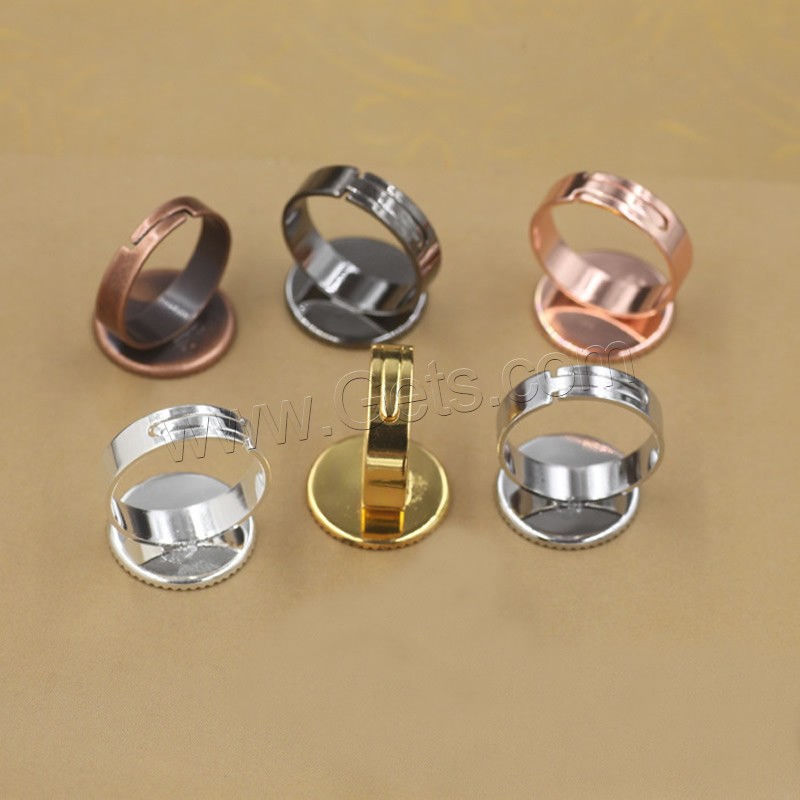 Brass Bezel Ring Base, Flat Round, plated, different inner diameter for choice & adjustable, more colors for choice, nickel, lead & cadmium free, 12-30mm, 20PCs/Bag, Sold By Bag