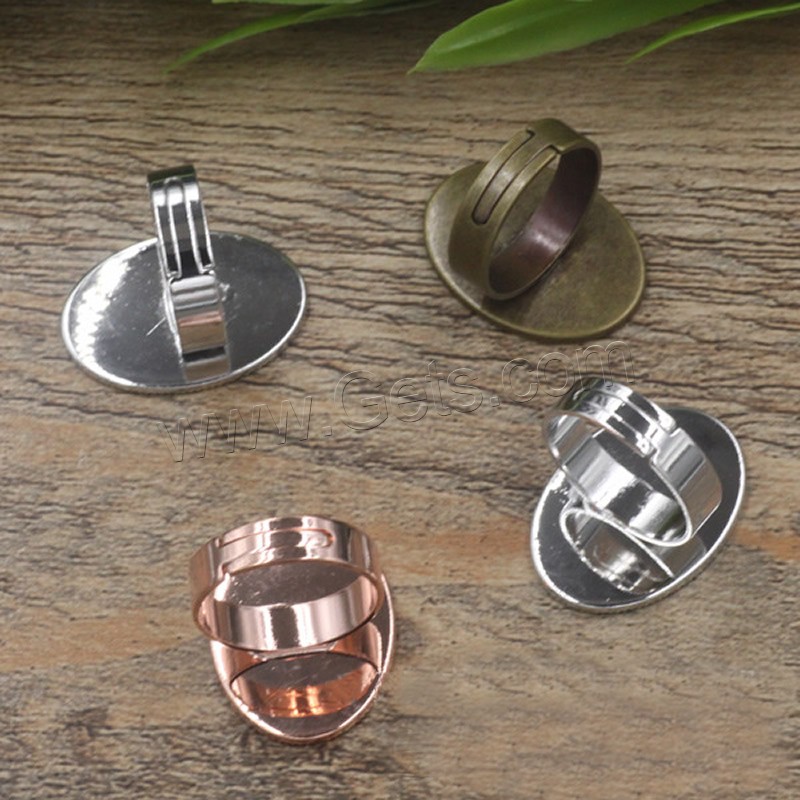 真鍮ベゼル ベースのリング, 銅, フラットオーバル, メッキ, 選択のための異なる内径 & 調節の可能性がある, 無色, ニッケル、鉛、カドミウムフリー, 13-25mm, 20パソコン/バッグ, 売り手 バッグ