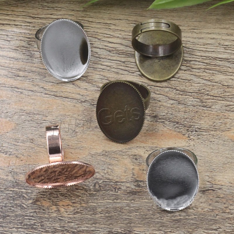 真鍮ベゼル ベースのリング, 銅, フラットオーバル, メッキ, 選択のための異なる内径 & 調節の可能性がある, 無色, ニッケル、鉛、カドミウムフリー, 13-25mm, 20パソコン/バッグ, 売り手 バッグ