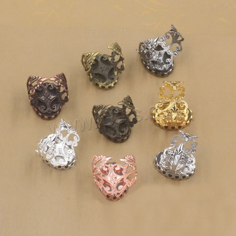 Brass Bezel Ring Base, Flower, plated, different inner diameter for choice, more colors for choice, nickel, lead & cadmium free, 13-25mm, 10PCs/Bag, Sold By Bag