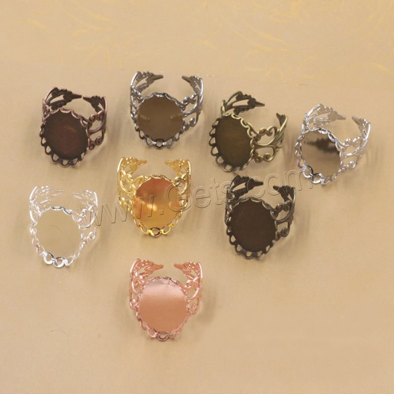 真鍮ベゼル ベースのリング, 銅, 花形, メッキ, 選択のための異なる内径, 無色, ニッケル、鉛、カドミウムフリー, 13-25mm, 10パソコン/バッグ, 売り手 バッグ