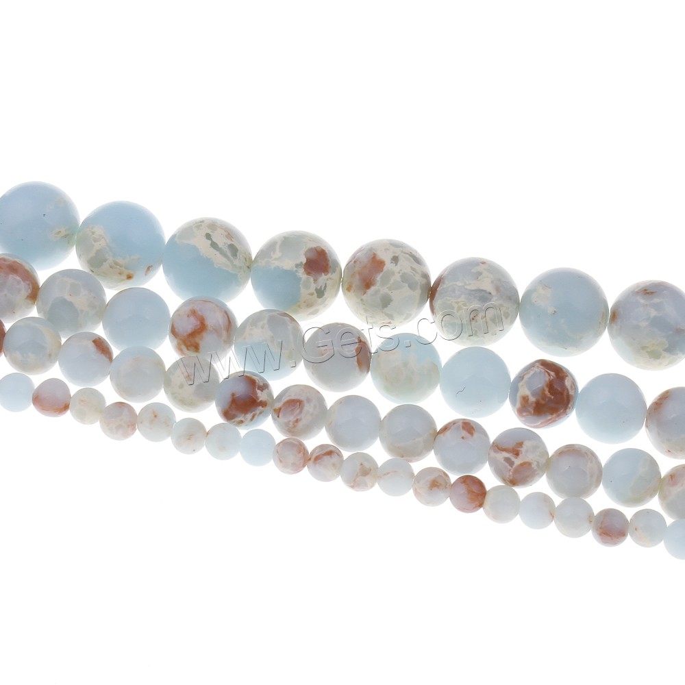 Wasserblauer Terra Jaspis Perle, rund, natürlich, verschiedene Größen vorhanden, Bohrung:ca. 1mm, Länge:ca. 15.5 ZollInch, verkauft von Strang