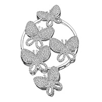 Cubic Zirconia Micro Pave Brass Connector, Butterfly, platinum plated, micro pave cubic zirconia & multi loops Approx 