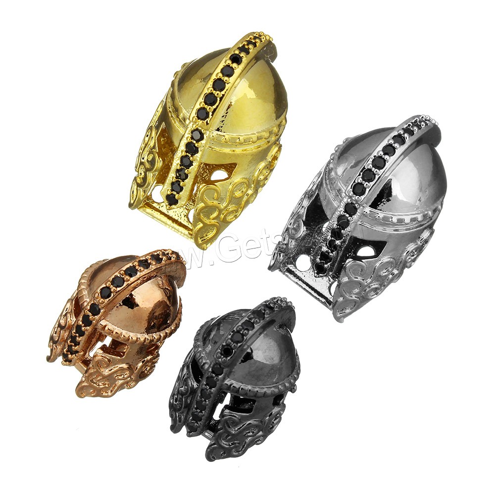 Cubic Zirconia Micro Pave Brass Beads, Helmet, plated, different size for choice & micro pave cubic zirconia, more colors for choice, Sold By PC