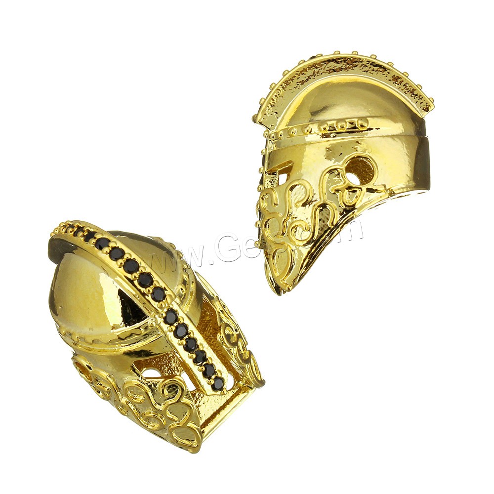Cubic Zirconia Micro Pave Brass Beads, Helmet, plated, different size for choice & micro pave cubic zirconia, more colors for choice, Sold By PC