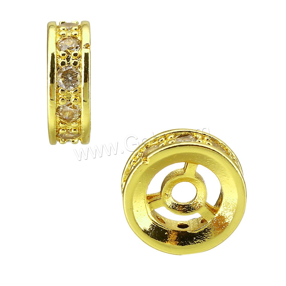 Brass Spacer Beads, Rondelle, plated, different size for choice & micro pave cubic zirconia, more colors for choice, Sold By PC