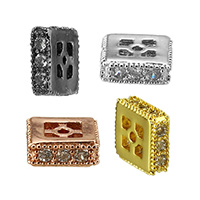 Separadores de Metal, Cuadrado, chapado, micro arcilla de zirconia cúbica, más colores para la opción, 2.5x6x6mm, agujero:aproximado 0.5mm, Vendido por UD