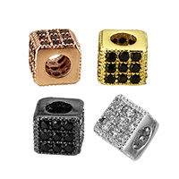 Cuentas Zirconia micro pavimenta cúbicos, metal, chapado, micro arcilla de zirconia cúbica, más colores para la opción, 4x4x4mm, agujero:aproximado 2mm, Vendido por UD