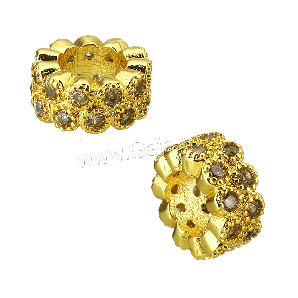 Cubic Zirconia Micro Pave Brass European Bead, Donut, plated, different size for choice & micro pave cubic zirconia, more colors for choice, Sold By PC