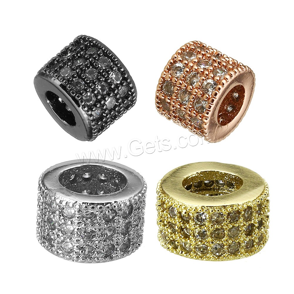 Cubic Zirconia Micro Pave Brass Beads, Column, plated, different size for choice & micro pave cubic zirconia, more colors for choice, Sold By PC