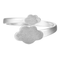 Brass Cuff Finger Ring, Cloud, real silver plated, adjustable & for woman, lead & cadmium free US Ring .5-8 