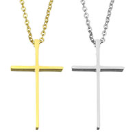 Stainless Steel Jewelry Necklace, Cross, plated, oval chain & for woman 1.5mm Approx 18 Inch 
