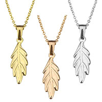 Stainless Steel Jewelry Necklace, Leaf, plated, oval chain & for woman 1.5mm Approx 18 Inch 