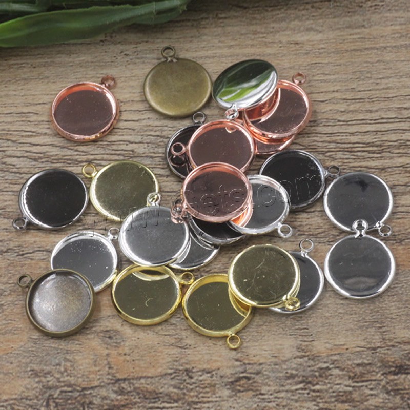 Brass Pendant Cabochon Setting, Flat Round, plated, different inner diameter for choice, more colors for choice, nickel, lead & cadmium free, 10-25mm, Hole:Approx 1.5mm, 50PCs/Bag, Sold By Bag