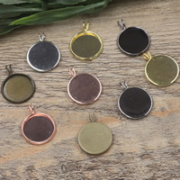 Brass Pendant Cabochon Setting, Flat Round, plated nickel, lead & cadmium free, 10-20mm Approx 2mm 