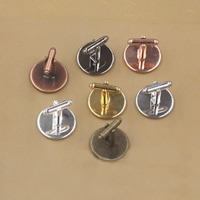 Brass Cufflinks Findings, Flat Round, plated nickel, lead & cadmium free, 12-20mm 