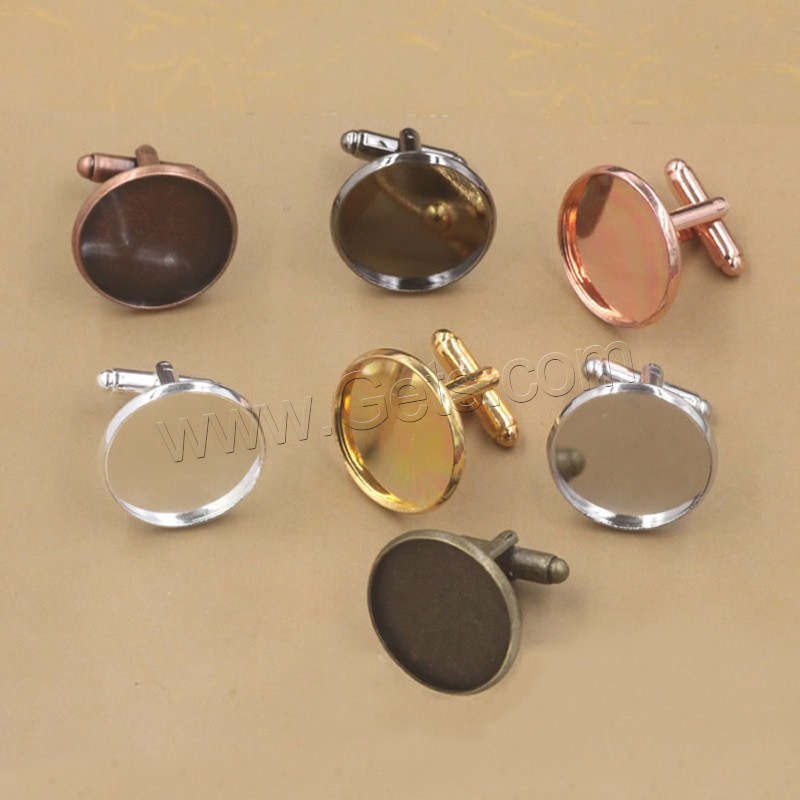 Brass Cufflinks Findings, Flat Round, plated, different inner diameter for choice, more colors for choice, nickel, lead & cadmium free, 12-20mm, 50PCs/Bag, Sold By Bag