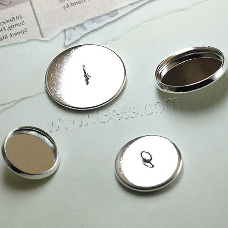 Brass Button Findings, Flat Round, plated, different inner diameter for choice, more colors for choice, nickel, lead & cadmium free, 12-20mm, 50PCs/Bag, Sold By Bag