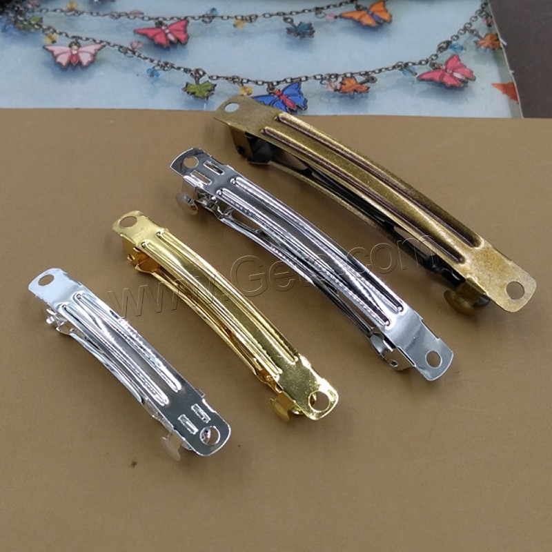 Hair Barrette Finding, Brass, plated, different size for choice, more colors for choice, nickel, lead & cadmium free, 50-80mm, 50PCs/Bag, Sold By Bag