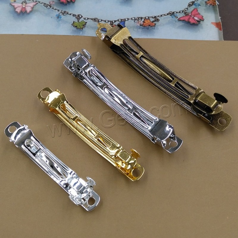 Hair Barrette Finding, Brass, plated, different size for choice, more colors for choice, nickel, lead & cadmium free, 50-80mm, 50PCs/Bag, Sold By Bag