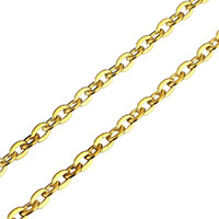 Collar de cadena de acero inoxidable, chapado en color dorado, cadena oval, 4x3x0.8mm, longitud:aproximado 30 Inch, Vendido por Sarta
