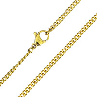 Fashion Stainless Steel Necklace Chain, gold color plated, curb chain Approx 24 Inch 