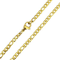 Halskette, Edelstahl, goldfarben plattiert, 6x3x1mm, 5x3x1mm, Länge:ca. 29.5 ZollInch, verkauft von Strang