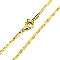 Cadena del collar de acero inoxidable, chapado en color dorado, 2x0.5mm, longitud:aproximado 17.5 Inch, Vendido por Sarta