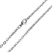 Collar de cadena de acero inoxidable, cadena oval, color original, 4x3x1mm, longitud:aproximado 24 Inch, Vendido por Sarta