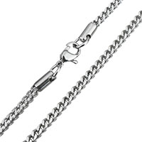 Stainless Steel Chain Necklace, curb chain, original color, 3mm Approx 24 Inch 