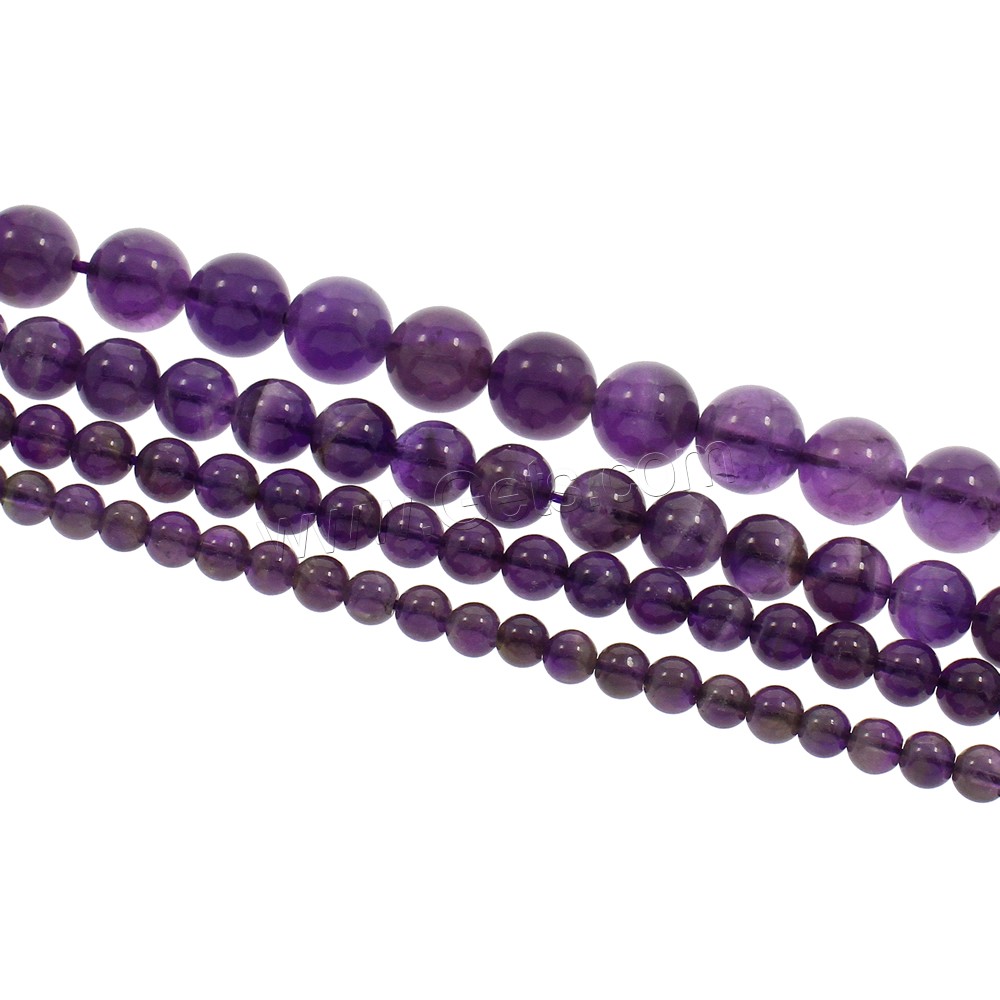天然紫水晶のビーズ, アメジスト, ラウンド形, 2 月誕生石 & 異なるサイズの選択, 穴:約 1mm, 長さ:約 15.5 インチ, 売り手 ストランド