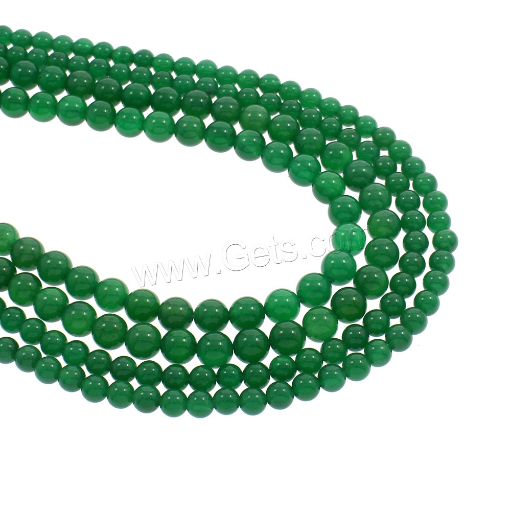 Natürliche grüne Achat Perlen, Grüner Achat, rund, verschiedene Größen vorhanden, Bohrung:ca. 1mm, Länge:ca. 15.5 ZollInch, verkauft von Strang