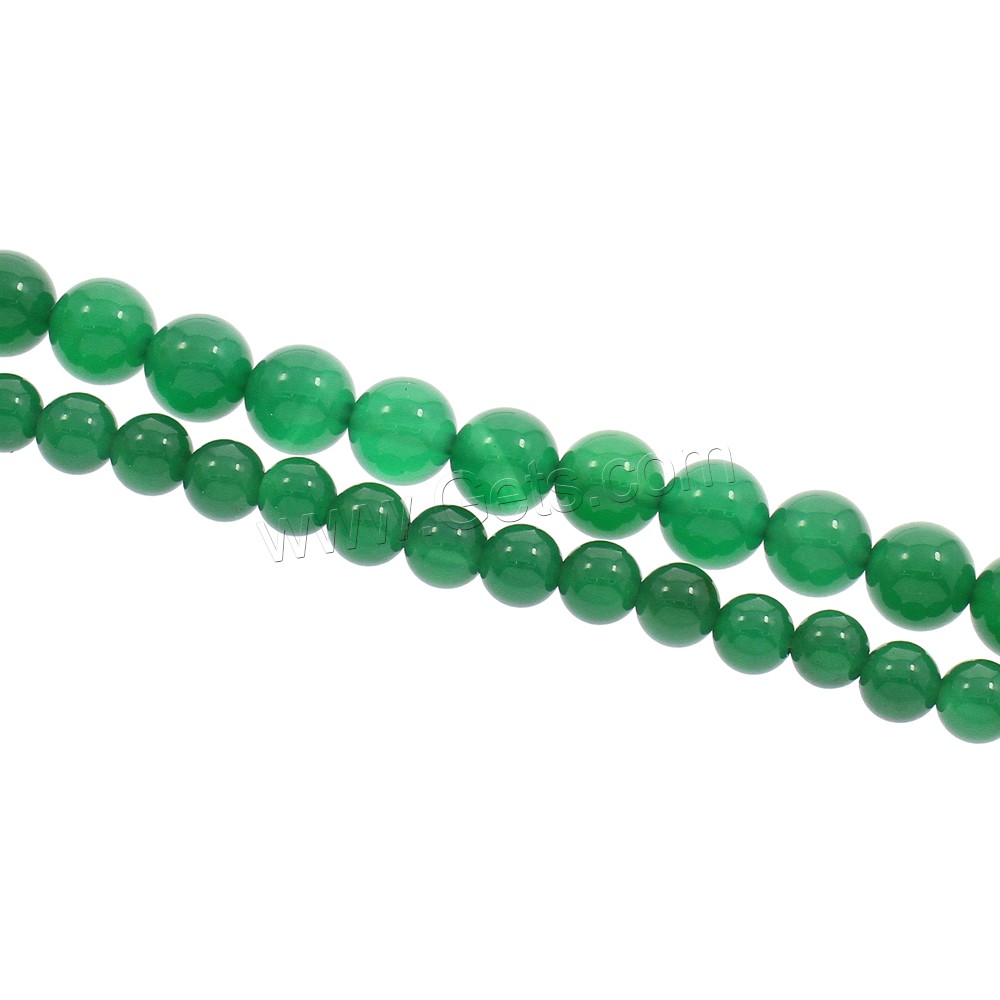 Natürliche grüne Achat Perlen, Grüner Achat, rund, verschiedene Größen vorhanden, Bohrung:ca. 1mm, Länge:ca. 15.5 ZollInch, verkauft von Strang