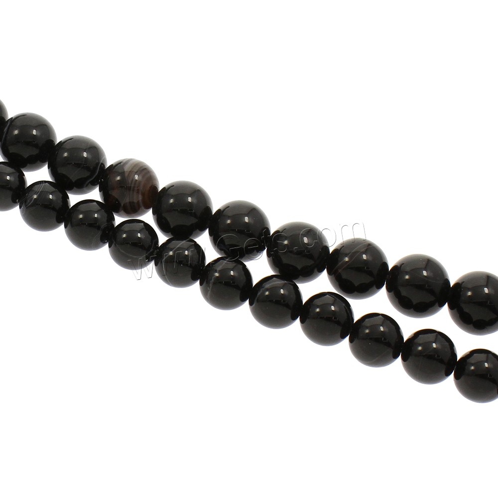 Perle Agate dentelle naturelle, agate lace, Rond, normes différentes pour le choix, noire, Trou:Environ 1mm, Longueur:Environ 15.5 pouce, Vendu par brin